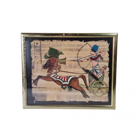 Папирус винтажный в раме, яркие краски с золочением, в раме, 31.5 х 26 см, Египет, 1990-2000гг.