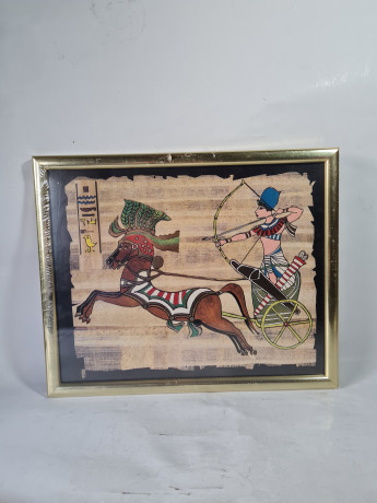 Папирус винтажный в раме, яркие краски с золочением, в раме, 31.5 х 26 см, Египет, 1990-2000гг.