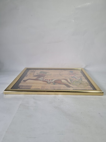 Папирус винтажный в раме, яркие краски с золочением, в раме, 31.5 х 26 см, Египет, 1990-2000гг.