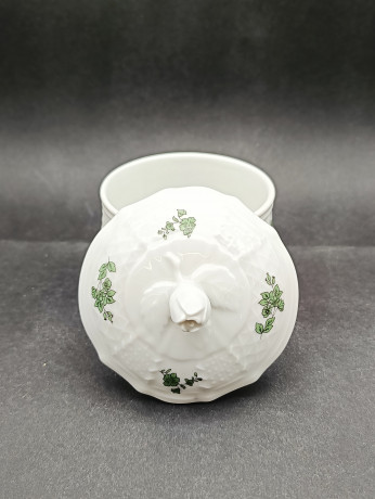 Набор для чая винтажный Heinrich с зеленым декором, чашка и сахарница, фарфор, чашка, сахарница, Германия, 1960-70гг.