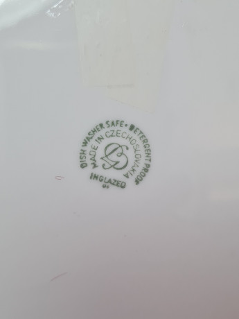 Тарелка декоративная Inglazed Czechoslovakia, белый фарфор с рисунком в коричневых тонах "Птицы", 24,5 x 3 см, Чехословакия, 1970-80гг.