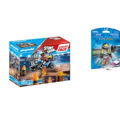 PLAYMOBIL 2er Set: 70820 Starter Pack Stuntshow Quad mit Feuerrampe + 70812 Rennfahrer Набор из 2 предметов: 70820 Стартовый набор: трюковый квадроцикл с пожарной рампой + 70812 Гонщик
