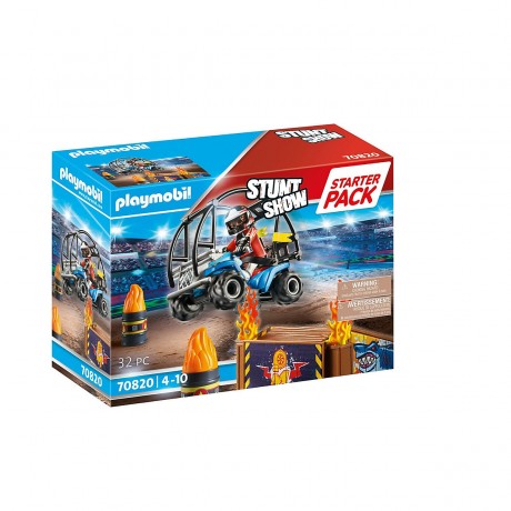 PLAYMOBIL 2er Set: 70820 Starter Pack Stuntshow Quad mit Feuerrampe + 70812 Rennfahrer Набор из 2 предметов: 70820 Стартовый набор: трюковый квадроцикл с пожарной рампой + 70812 Гонщик