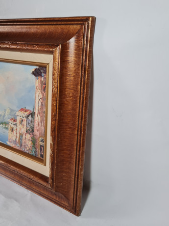 Картина винтажная Im Stil Tessin "Морское побережье", масло, в дерев.раме, 42 х 37 см, Германия, 1980-90гг.