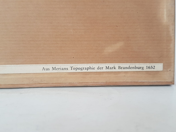 Картина винтажная "Вид на Берлин", переплетная мастерская Альберт Вюрх Людвигсбург, 27,5 x 19 см, деревянная рама, Германия, 1950-60гг.