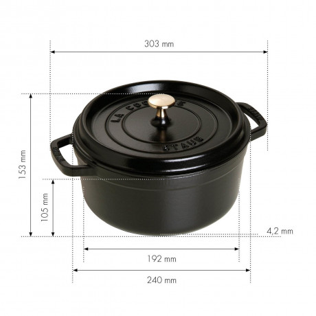 Staub Staub Br\u00e4ter Cocotte 24cm rund  schwarz Staub Br&gt;4ter Кокотка 24см круглая