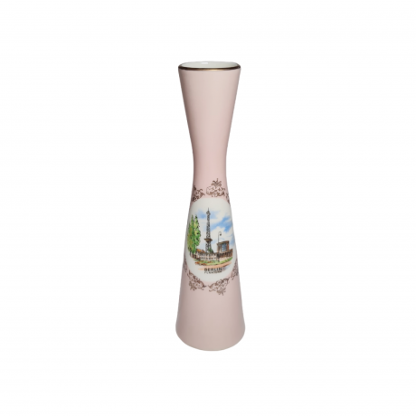 Ваза винтажная Rayreuth / Hellrosa Porzellan в розовых тонах с изображением Берлинской башни, фарфор, 17 см, Германия, 1960-70гг.