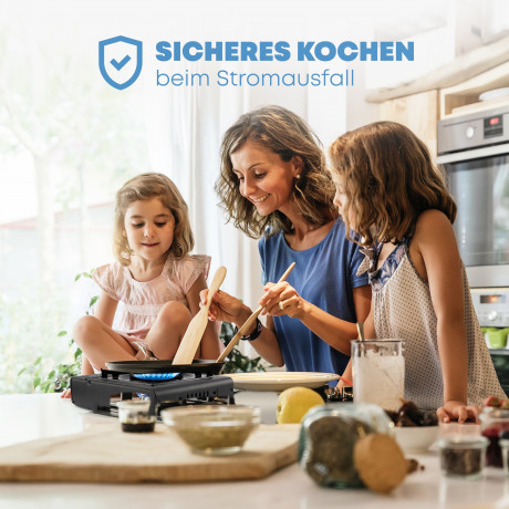 ZMC ZMC Gaskocher 2in1 Campingkocher Grillplatte mit Piezozundung + 4x Gaskartuschen, (Grillplatte Tischgrill Transportkoffer Gasbrenner Gasgrill Kochfeld LPG Anschluss Schwarz Warmeleistung: 2,2KW), Butan Gas 227g Campingkocher Outdoor Camping Gas Kocher