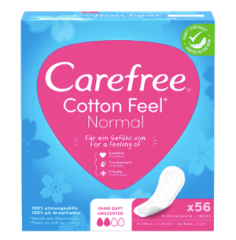 Carefree Slipeinlage Cotton Feel Normal 56 St, Прокладки ежедневные Cotton Normal 56 шт, 5 упаковок (280 шт)