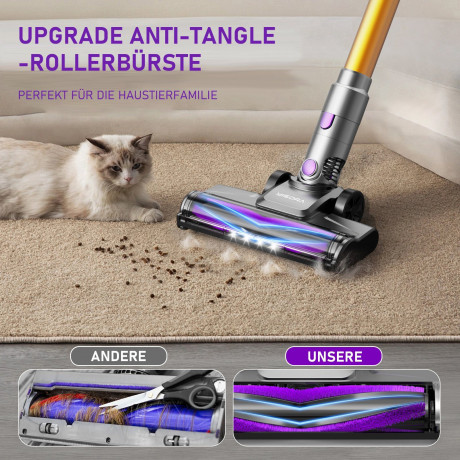 Grenintol Grenintol Akku-Stielstaubsauger Akku Staubsauger,Akku Handstaubsauger,Akkusauger 400W/33000pa, Akku-Hand-und Stielstaubsauger,60Mins,1.5L Staubbehalter Purple Беспроводной стержневой пылесос Grenintol, беспроводной ручной пылесос, беспроводной п