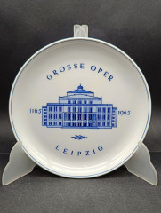 Набор декоративных винтажных тарелок Meissen "Достопримечательности Лейпцига", фарфор, 3 шт., 17.5 см, ГДР, 1970-80гг.