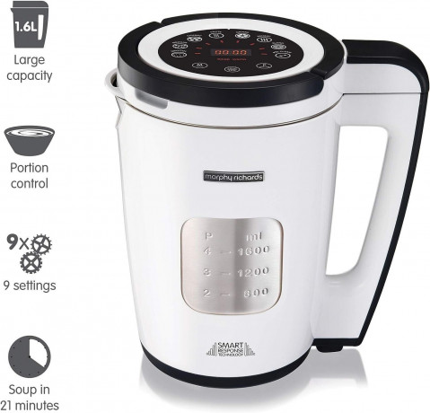 Morphy Richards Morphy Richards Smoothie-Maker 501020 Suppen Mixer Suppenbereiter Suppenkocher 1.6L Kochmixer 1600W, 1600,00 W, Edelstahl, 1.6 Liter, 9 Programme, Reinigungsprogramm, Smart-Technick  Morphy Richards Smoothie Maker 501020 суповый миксер суп