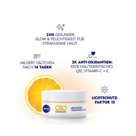 Nivea Q10 Plus C Anti-Falten + Energy-Booster Tagespflege LSF 15  Q10 Plus C дневной уход против морщин + заряд энергии SPF 15
