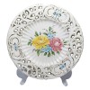 Italian Ceramic, Керамическая декоративная тарелка, прорезанная фигурная керамика по бортику, ручная роспись, 23см, Италия, 1950г.