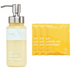 FUTURE STORIES Vorteilskit 3er Set Duschgel Pulver Mango &amp; Orange inkl. Pumpspender  Комплект Advantage Kit из 3 гелей для душа в виде порошка манго и апельсина, включая дозатор с помпой