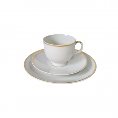 Чайное трио винтажное Schumann Arzberg Bavaria, белый фарфор с золотым кантом, Германия, 1960-1970гг.