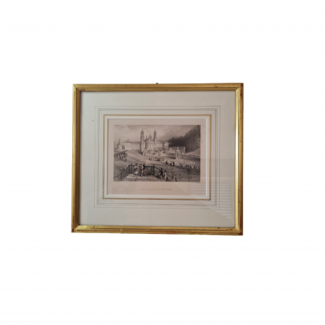 Картина винтажная "Аббатство Айнзидель" Atelier Reichlin, деревянная рама, 29,5 x 33 см, Германия, 1960-70гг.