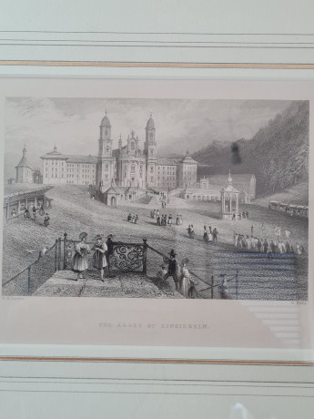 Картина винтажная "Аббатство Айнзидель" Atelier Reichlin, деревянная рама, 29,5 x 33 см, Германия, 1960-70гг.