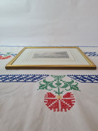 Картина винтажная "Аббатство Айнзидель" Atelier Reichlin, деревянная рама, 29,5 x 33 см, Германия, 1960-70гг.