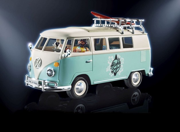 PLAYMOBIL 70826 Volkswagen T1 Camping Bus als hellblauer Surfer-Van, Плеймобил 70826 Кемпинг автобус Т1 для серфингистов