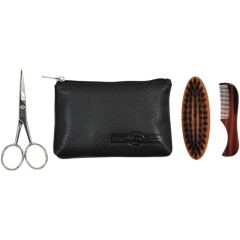 Golddachs Bartset = Schere + Burste + Kamm in Lederetui Набор для бороды = ножницы + щетка + расческа в кожаном чехле