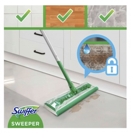 Swiffer SET wet+dry kit + 24st feuchte bodentucher, Swiffer НАБОР Швабра (в комплекте 11 салфеток) + 24 шт влажные салфетки