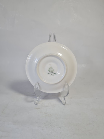 Чайная пара винтажная Limoges France, Maison A.Bosuin a Caen, белый фарфор с желтым узором и цветами, 13 x 7 см, Франция, 1960-70гг.