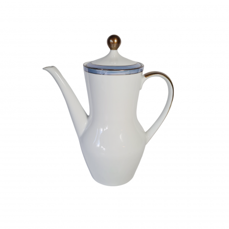 Чайник винтажный Winterling, белый фарфор со светло-голубым ободком и позолотой, 22 x 27,5 см, Германия, 1960-70гг.