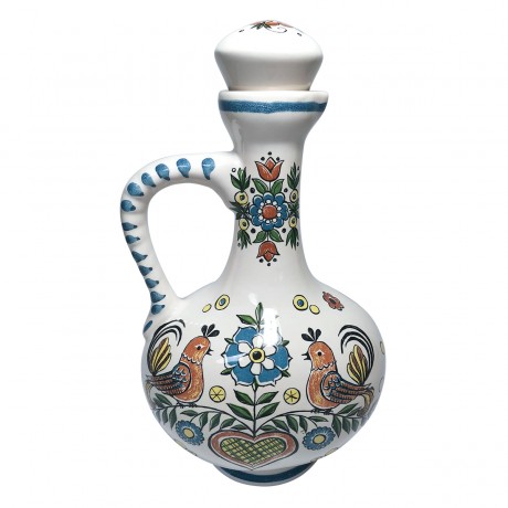 Кувшин винтажный Ulmer Keramik с цветами и птицами, керамика, 25 см, Германия, 1959 год.
