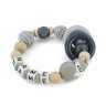 kleinerStorch Greifling mit Name – Madchen  Jungen Beissring personalisiert – Holz Rassel Silikon Fuchs grau Игрушка-клатч с именем