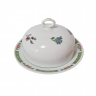 Масленка винтажная Porcelaine Fine DE Boheme, Epiag D.F., белый фарфор с разноцветным цветочным декором, 17,5 x 10 см, Чехословакия, 1960-70гг.