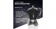 Bialetti Bialetti Moka Induction, Espressomaschine schwarz/silber, 2 Tassen schwarz, silber Bialetti Moka Induction, кофемашина для эспрессо черный/серебристый, 2 чашки