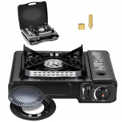 Mianova Mianova Gaskocher Campingkocher 2 in 1 LPG Anschluss Grillplatte Set, Outdoor BBQ Barbecue Grill Gas Camping Herd Kocher Tischgrill Notfall Campingherd Notfallkocher Gaskocher  Газовая плита Mianova, походная плита 2 в 1, комплект гриля с подключе