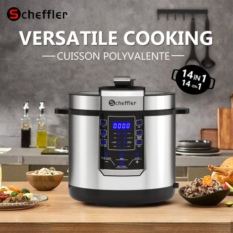 Scheffler Scheffler Multikocher 6L Elektrischer Reiskocher Schnellkochtopf, 14 Automatische-Programme, 1000,00 W, 6,00 l Schussel, Schongarer, Wokpfanne, Joghurtbereite  Mehr, Edelstahl, Timer  Мультиварка Scheffler электрическая рисоварка 6л, скороварка,