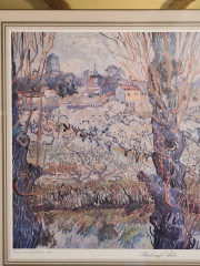 Картина винтажная &quot;Вид на Арль&quot; Винсент Ван Гог, золотистая рама, 43 x 35 см, Германия, 1960-70гг.