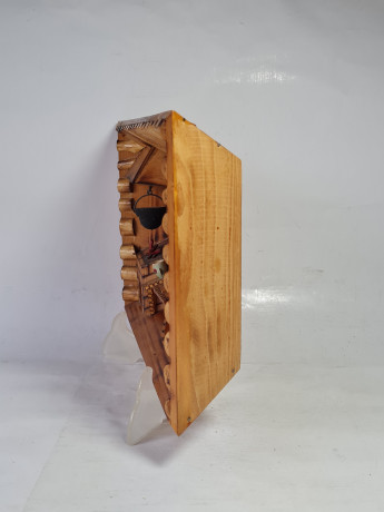 Панно-румбокс винтажное объемное "Комната в бревенчатой хате", Сувенир Скава, дерево, детализация, 27.5 х 21 х 5.5 см, Польша, 1980-90гг.