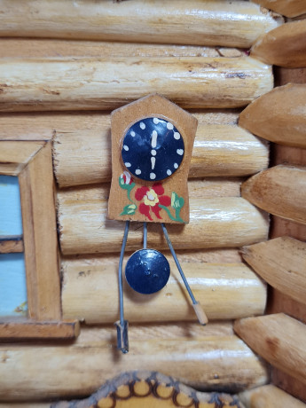 Панно-румбокс винтажное объемное "Комната в бревенчатой хате", Сувенир Скава, дерево, детализация, 27.5 х 21 х 5.5 см, Польша, 1980-90гг.