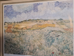 Картина винтажная &quot;Поля в Овере&quot; Винсент Ван Гог, золотистая рама, 43 x 35 см, Германия, 1960-70гг.