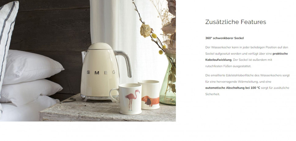 SMEG SMEG Wasserkocher SMEG Wasserkocher mit Temperatureinstellung 50-100°C Edelstahl Kocher, 2400,00 W, 360°Basis elektrischer Wasser Kocher mit Temperatureinstellung Metall Чайник SMEG Чайник SMEG с регулировкой температуры 50-100°C Плита из нержавеюще