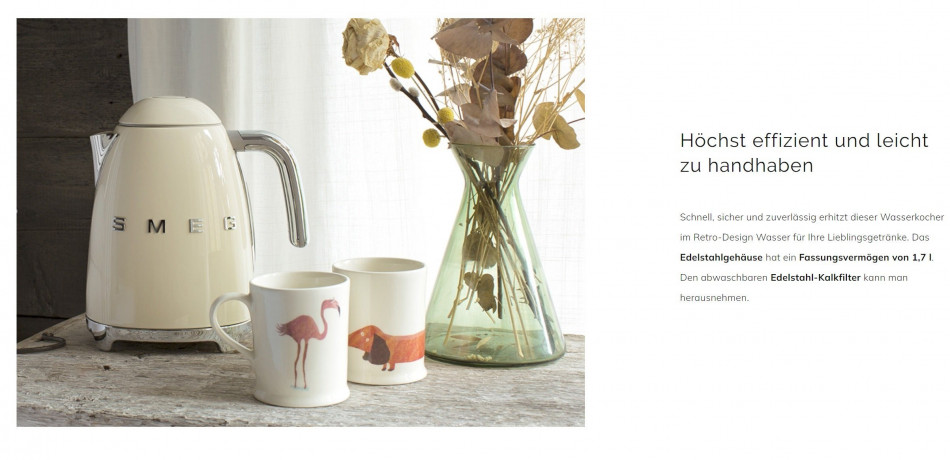 SMEG SMEG Wasserkocher SMEG Wasserkocher Edelstahl 1,7 L Fassung, 2400 W, Wasser Kocher, 2400,00 W, 360° Basis, BPA- Frei, elektrischer Чайник SMEG Чайник SMEG, нержавеющая сталь, емкость 1,7 л, 2400 Вт, водоварка, 2400,00 Вт, основание 360°, без BPA, эл