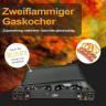 ZMC ZMC Gaskocher 2in1 Campingkocher mit Grillplatte 2 Flammig + 16x Gaskartuschen 227g, (mit Piezozundung Grill Platte Tischgrill Doppel Gasbrenner Gasgrill Kochfeld mit LPG Anschluss Warmeleistung: 2,3KW), Outdoor Camping Gas Kocher Butan Gas Gaskocher