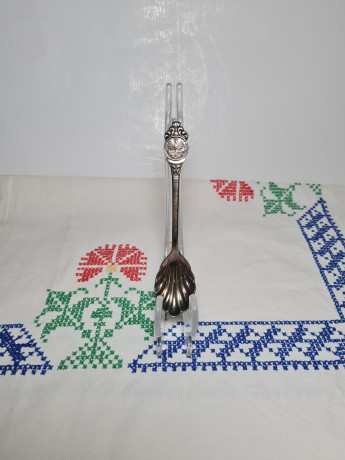 Origo per Cinerem Ложка для сахара с изображением орла, посеребренная нержавеющая сталь 18/10, 14см, Германия, 1950-60гг.