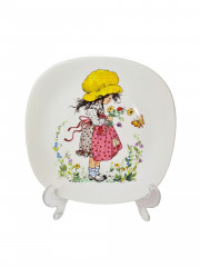 Тарелка декоративная винтажная Schirnding Bavaria, детская тематика, квадратная, фарфор, Германия, 1970-80гг.