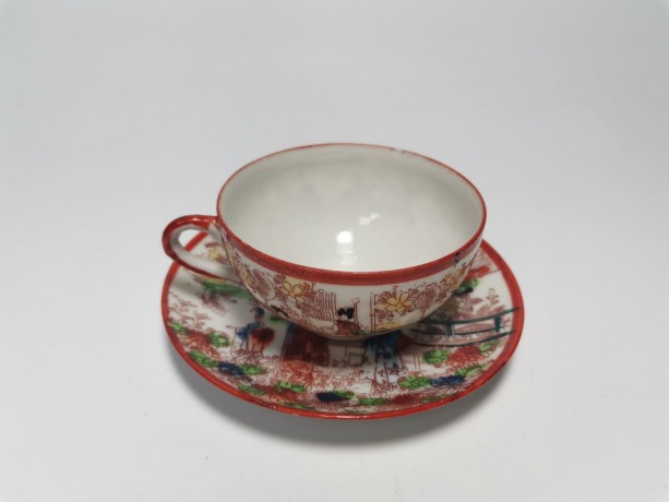 Japan porcelain, Винтажная Чайная пара "Гейши", ручная роспись, японский фарфор, 1950г.