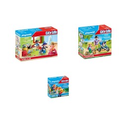 PLAYMOBIL PLAYMOBIL 3er Set: 70283 Kinder mit Verkleidungskiste + 70284 Mama mit Kindern + 4686 Erster Schultag Набор PLAYMOBIL из 3 штук: 70283 детей с коробкой для переодевания + 70284 мама с детьми + 4686 первый день в школе
