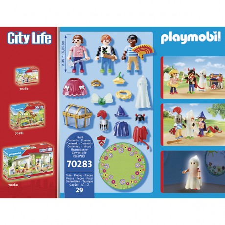 PLAYMOBIL PLAYMOBIL 3er Set: 70283 Kinder mit Verkleidungskiste + 70284 Mama mit Kindern + 4686 Erster Schultag Набор PLAYMOBIL из 3 штук: 70283 детей с коробкой для переодевания + 70284 мама с детьми + 4686 первый день в школе