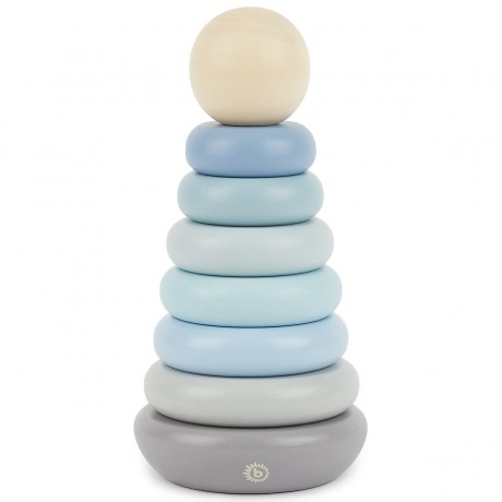 bieco Baby Stapelturm Holz Baustein Pastell 19cm Motorik Steckspiel ab 1 Steckpyramide Stapelspielzeug Детская башня для штабелирования