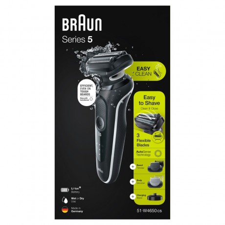 Braun Elektrischer Rasierer fur Manner quot;Series 5 51-W4650csquot; in Schwarz  Электробритва мужская "Series 5 51-W4650cs" в черном
