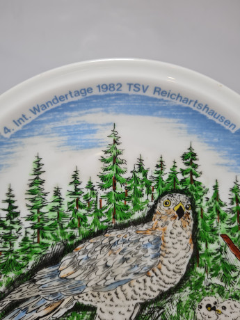 Winterling Roslau Bavaria Винтажная декоративная тарелка с позолоченным ободком "Райхартсхаузен", 19,5см, Германия, 1982г.