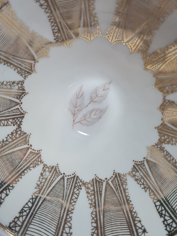 Чайное трио винтажное Im Stil Winterling Marktleuthen Bavaria "Розовые розы в золотом орнаменте", фарфор, Германия, 1960-70гг.